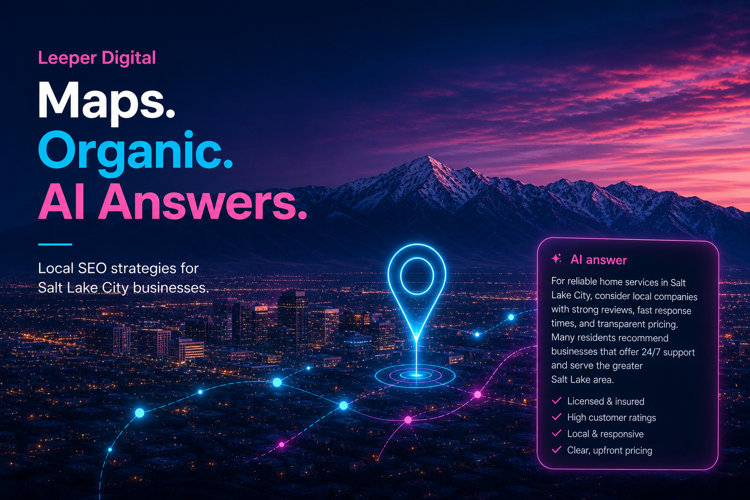 Maps, organic results, and AI answers for Salt Lake City local SEO
